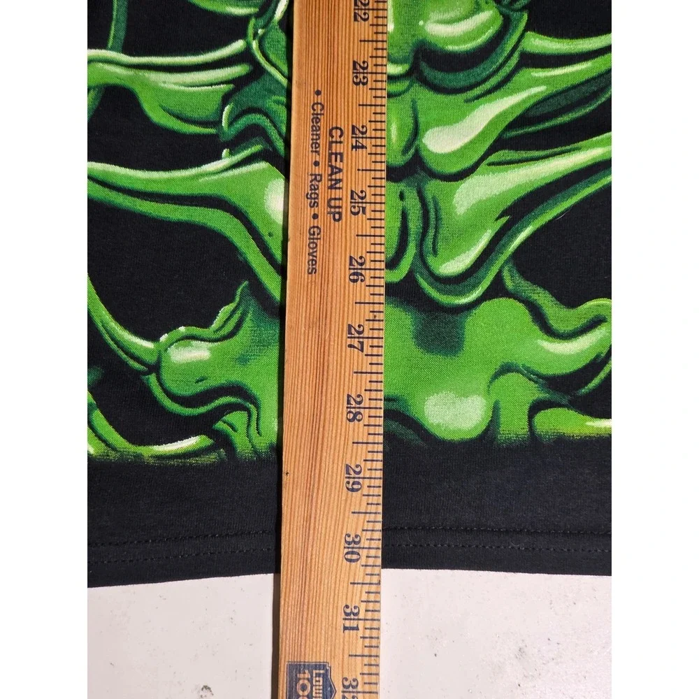 Liquid Blue Mens‎ Cyber Skull T-Shirt XL Neon Green All Over Print Skeleton 2017